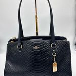 Coach Stanton Carryall handbag in stamped snakeskin leather Dark blue Photo 0