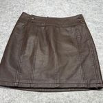 Free People Skirt Womens 2 Brown Faux Leather Mini Lined Button Detail Boho Chic Photo 0