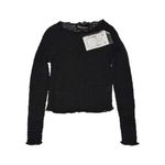 Realisation Par RÉALISATION Chloé Long Sleeve Shirred Silk Top, Black, XS Photo 6