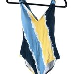 Jessica Simpson Smooth Sailing V-neck One-piece Swimsuit Blue Yellow S Photo 1