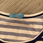 J. McLaughlin  eyelet bell sleeve striped long sleeve shirt blue and white small s Photo 1