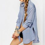 Free People  Thats a Wrap Shirt in Chambray Combo Blue Photo 5