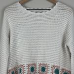 Sincerely Jules‎ Crochet Sweater L Cream Long Sleeve Floral Patch Cottage Boho Size L Photo 2