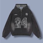 Aelfric Eden  FRINGE WASHED HALF ZIP HOODIE Photo 0