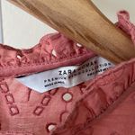 ZARA salmon pink eyelet puff sleeve cotton top Photo 4