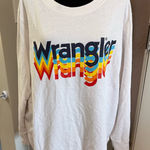 Wrangler Women's White Crewneck Sweatshirt Oversized Colorful Logo Spellout 1X Photo 0