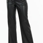EXPRESS Faux Leather Flare Trouser Pants Womens 4 Black High Rise Y2K Mob Wife Photo 0