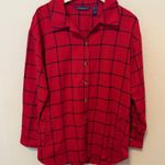 Isaac Mizrahi Live Flannel Shacket Plaid Women’s Medium Red Pockets Long Sleeve Photo 0