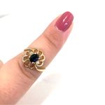 10K SOLID YELLOW GOLD SAPPHIRE AND DIAMOND RING (7) Blue Photo 5