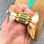 Anthropologie Shiraleah Kiera Brush Ring with Fringe Brush Peach Cream Tassel Gold Tone NWT Photo 5