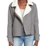 J.O.A. Shearling Lined Raw Edge Moto Biker Jacket Photo 12