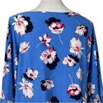 Roz & Ali  Dressbarn Top Ruffle Sleeve Scoop Neck Blue Floral Women’s Size Large Photo 7