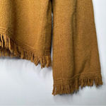 Anthropologie  Mustard Yellow Joy Wool Blend Fringe V-Neck Sweater Size MP Photo 5