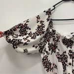 Ophelia Roe White button-up midi dress. red & black leopard print, puff sleeves, square neck Photo 4