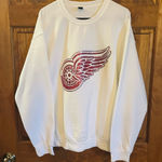 Redwings White Sweatshirt with Red Winged Wheel Logo! Size large! Photo 0