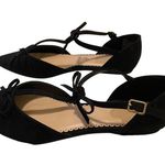 Venus Faux Suede Pointed Toe Flats Bow Shoes Ankle Straps Formal Black Size 8.5 Photo 3