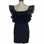 ZARA NWT   Off The Shoulder Tulle Polka Dot  Mesh Dress Black Photo 10