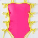 One Piece NWOT Pink  Bikini Swimsuit With Cut Out Ties Photo 0