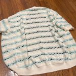 Maeve  Anthropologie open stitch Cream Blue Knit cocoon Cardigan XS/S short Photo 5