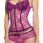 Dreamgirl Orchid Francesca Bustier Set Lace Ruffle Lingerie Size Medium Purple Photo 0