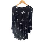 Free People  Jasmine‎ Embroidered Black Floral Bell Sleeve Mini Dress Size 6 Photo 3