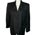 Sue Wong Vintage Pinstripe Blazer Black Oversized Boxy Small Photo 0