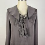 L'Academie L’Academie Grey Ruffle Tie Front Blouse Photo 2