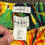 Nicole Miller  100% linen Floral Tropical Wide leg pants size L Photo 6