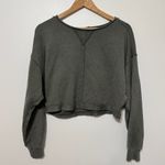 Aerie  Cropped Crewneck Sweater Size XS Oversized Beach Party Sweatshirt Green Photo 1