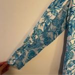 Ladies IBKUL Pineapple Turquoise Long Sleeve Mock Golf Tennis Shirt Photo 7