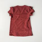 MikaRose ‎ Tulip Sleeve V-Neck Top in Rust/Black - S Blouse Officecore Photo 2