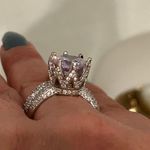 Sterling silver crown engagement ring and wedding band set Photo 8