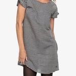 Roxy  NWOT Peak Moments Modal Dark Gray & White Striped Dress/Tunic Unique Back Photo 0
