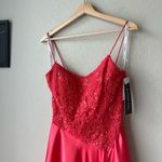Sherri Hill 53648 Coral Satin Sequin Lace Sleeveless Prom Gown Size 8 NWT Photo 2