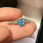 Cute and fun Silver plated Heart Ring with Blue Gemstone size 7 Photo 6