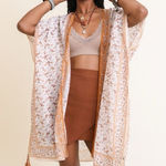 Bon Voyage Ditzy Floral Paisley Kimono NWT | OS Tan Photo 0