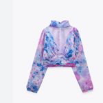 ZARA NWOT  LONG SLEEVE FLORAL WATERCOLOR CROP TOP CHIFFON FABRIC MEDIUM Photo 3