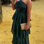 High Neck Tiered Ruffle Dress Green Size L Photo 3