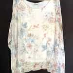 Elena Baldi silk women's size 1X floral flowy white blouse lightweight top Photo 0