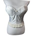 VTG Cabernet Bustier Corset 36D Ivory Bridal Lingerie Satin Jacquard Lace Retro White Size undefined Photo 4