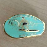 NWOT Vintage Y2K Surfer Surf Pin Norbert JVCIC 2000 Catch A Wave Blue & Gold Photo 3