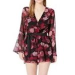 BCBGeneration Floral Romper Women S Black Red Witchy Vampire Whimsigoth NEW Photo 1