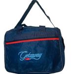 Vintage TWA GETAWAY Navy Blue Red Vinyl Carry On Travel Bag Shoulder Strap Bag Photo 0