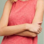 Anthropologie MAEVE Knotted Tank Top‎ Sleeveless Side Tie Burnout Anthro Faded Red XS New Photo 0