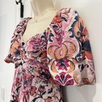 House of Harlow 1960 Puff Sleeve Mini Dress Linen Floral Size 2 Garden Party Photo 3