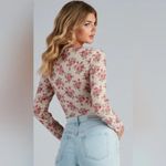 Windsor Thin Cropped Pink Roses Corset Top With Bra Cups Front Hooks Small Photo 1