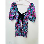 NWT For Love & Lemons Purple Blue Floral Back Tie Marley Mini Dress Small Photo 8