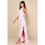 Lulus NWT  Majestic Perfection Light Pink Ruffled Halter Maxi Dress Bride Size L Photo 7