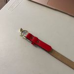 Vintage 90s Red Vegan Leather Gold Horn Buckle Belt Size XS Photo 5