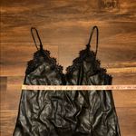 ZARA  Black Leather and Lace Cami Shift Dress in Size Medium Photo 3